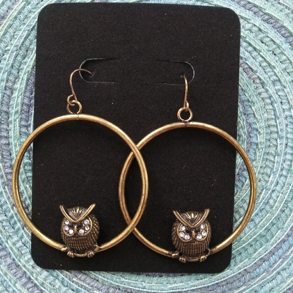 Owl hoop earrings - Picture 1 of 2